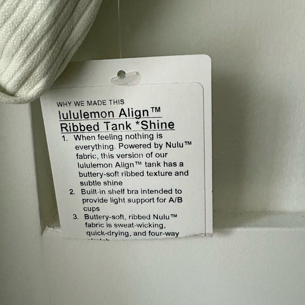 NWT Lululemon • Align Ribbed Tank *Shine • Size 2 - Picture 5 of 6